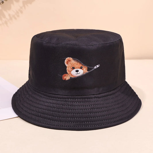 Teddy Bear Zipper Bucket Hat