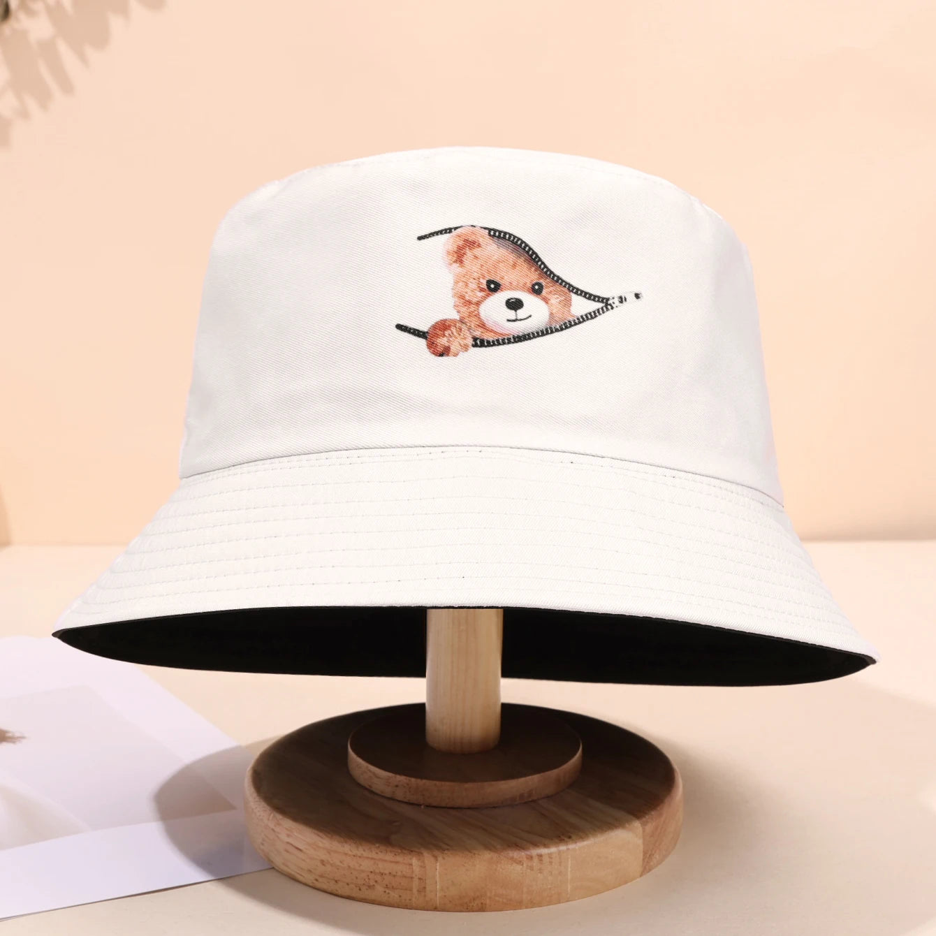 Teddy Bear Zipper Bucket Hat