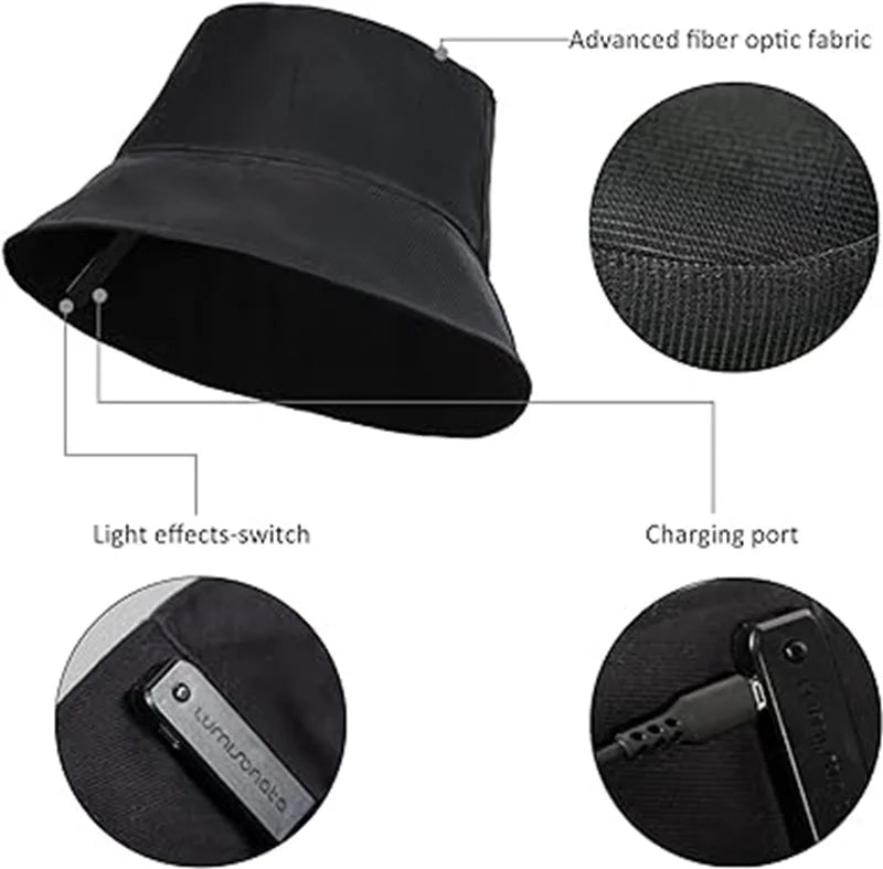 LED Optical Fiber Bucket Hat