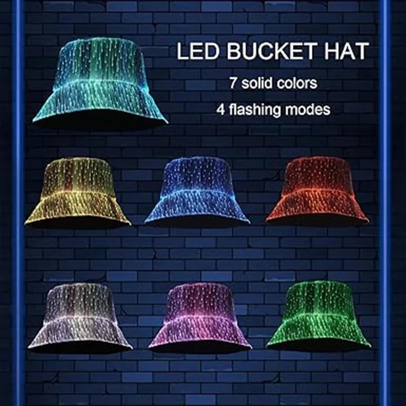 LED Optical Fiber Bucket Hat
