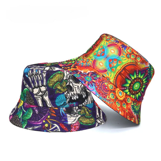 Mushroom Skull Reversable Bucket Hat